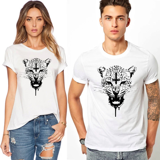 Leopard Hipster T Shirt Print Upside Down Cross Fashion Holiday Men's Unisex