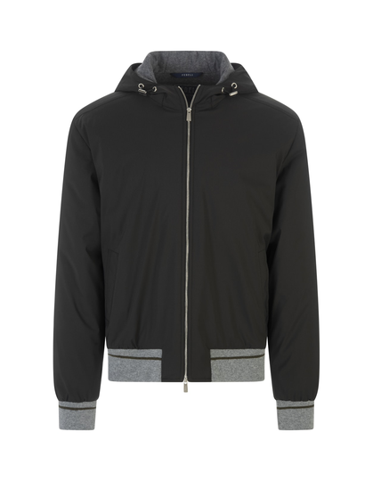 Fedeli Military Green Bomber Jacket With Hood