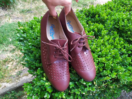 Vintage Officer Shoes, Brown Military Men's Spring-Summer Perforated Uniform Shoes
