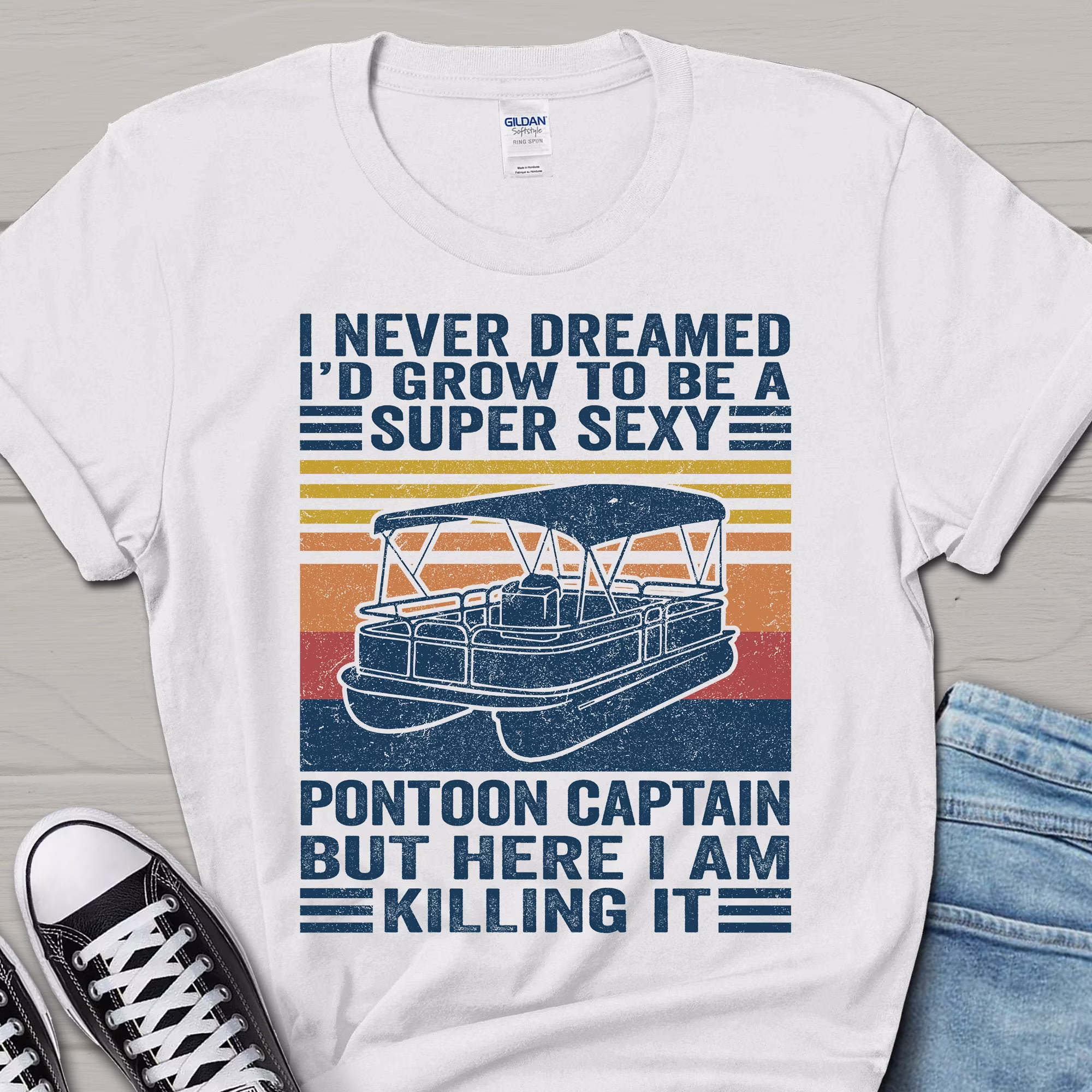 Pontoon Captain But Here I Am Killing It Shirt, Funny T-Shirt, Boat Tee, Father's Day Gift For Husband