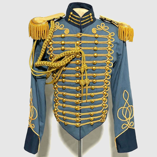 Men's New General Ceremonial Gold Braiding Hussar Jacket, Men's Fashion Jacket, Shoulder & Aguillette Are Not Included in Price