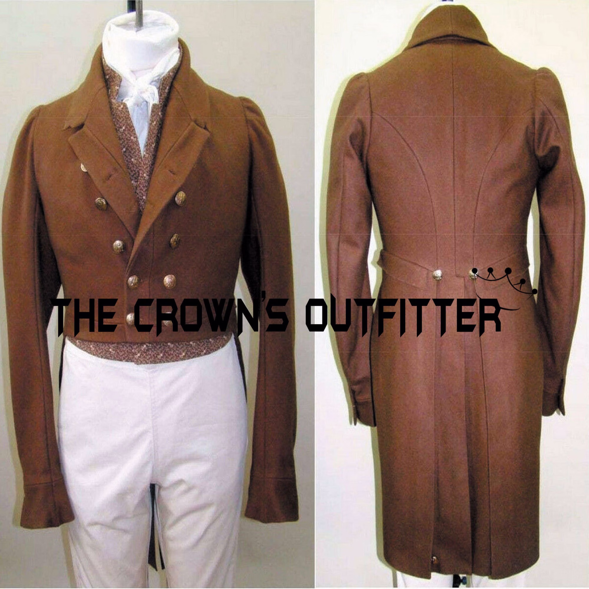 New Regency Coat, Dated 1810-1830, Jacket British Tailcoat, Men's Brown Wool Custom Made Coat Worldwide Expedited Shipping