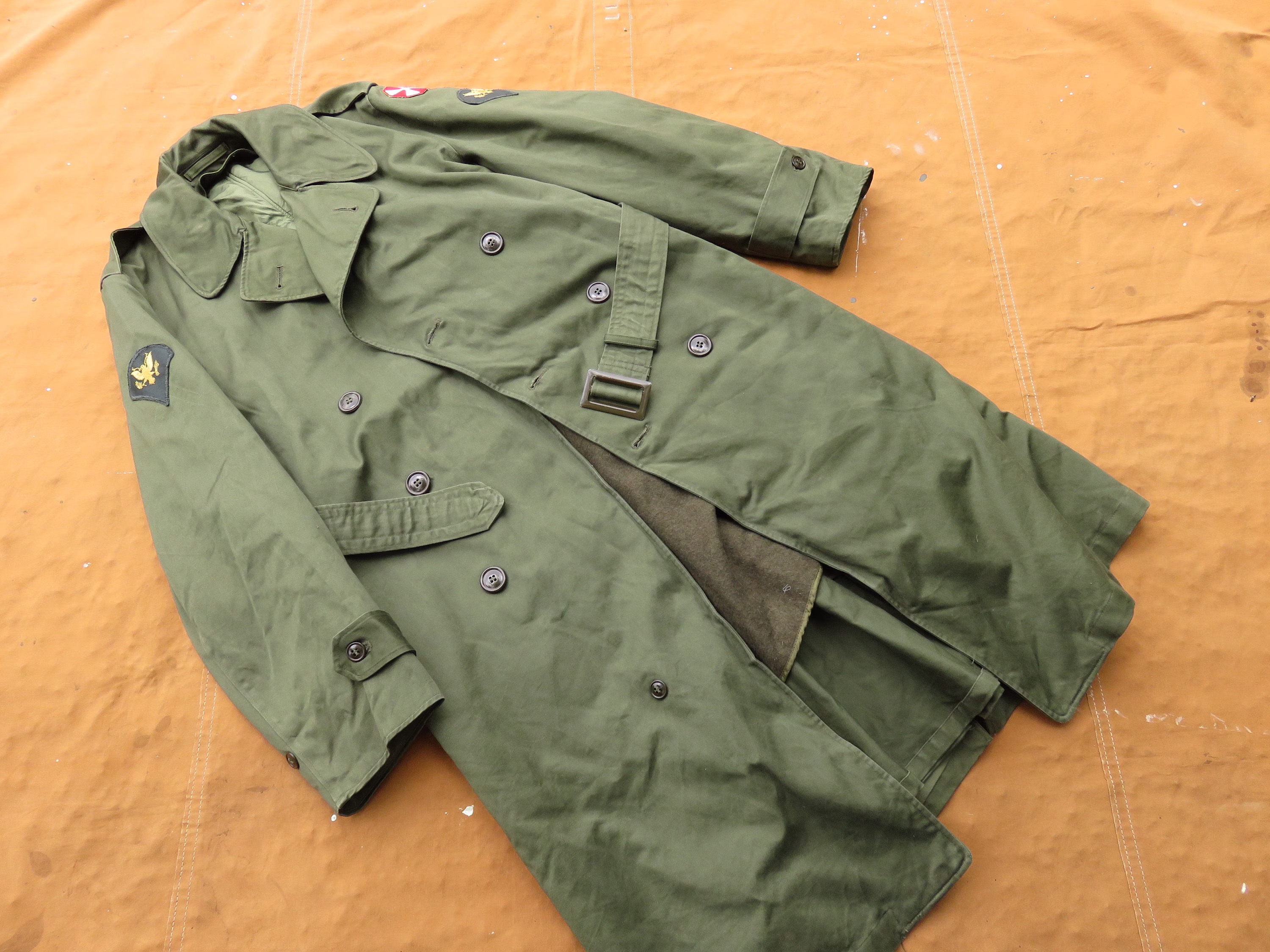 Small 50S Us Army Cotton Sateen Trench Coat/Belted, Lined, Removable Liner, 1950S