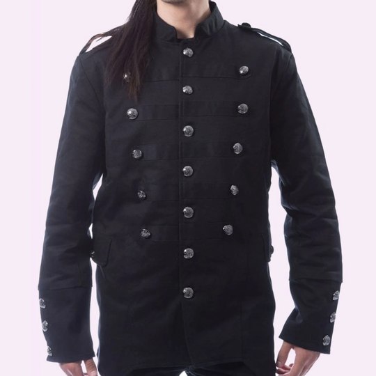 Men Military Black Rodion Steampunk Jacket, Mens Gothic Jacket