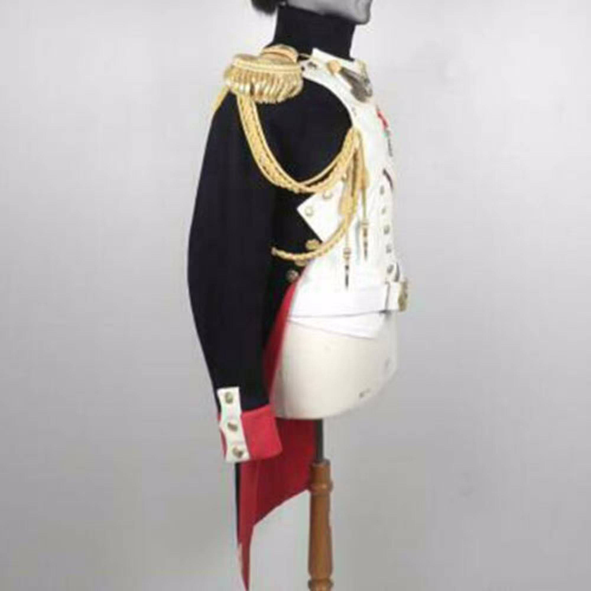 New Black French 21Eme Linge Colonel Officer Tailcoat, Men's Hussar Jacket, Accessories Are Not Included in Price