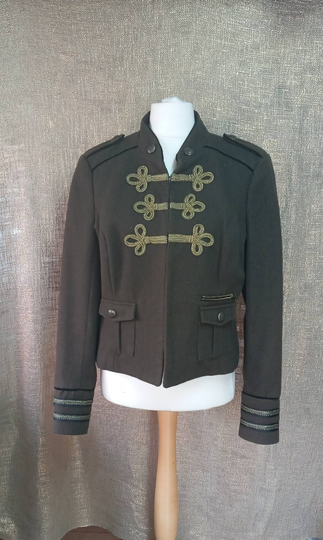 Quality Steampunk Jacket Rare 16 UK L' Art River Island Olive Colour Wool Mix