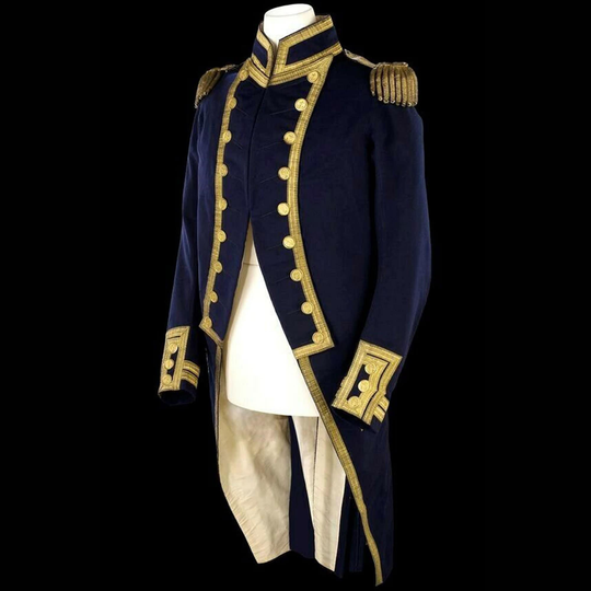New Navy Blue Regency Military Uniform Tailcoat Men's Jacket Gold Epaulets , Vest , Breaches Sale Worldwide Expedited Shipping