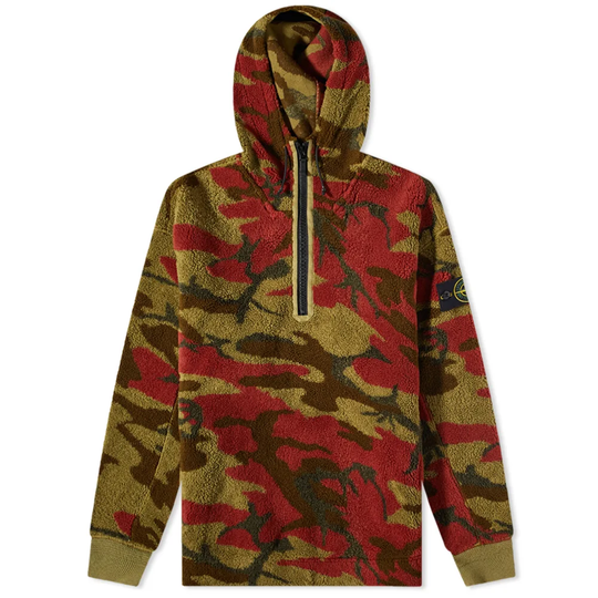 Stone Island Heritage Camo Fleece Hoody Military Green