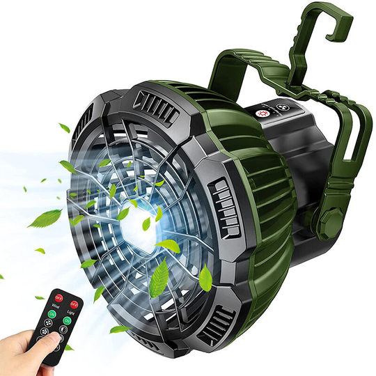 Muff - 5200mAh Camping Fan with led Lantern, usb Charging Fan (Military Green)