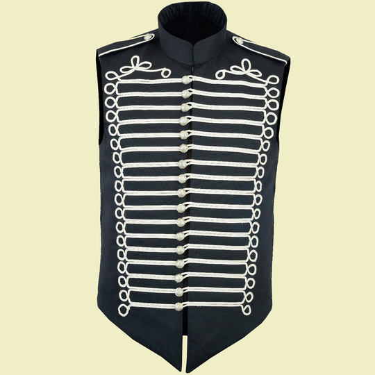 Men, S Hand Made Military Hussar Drummer Sleeveless Parade Jacket Vest Waistcoat, British Army Officer Wool