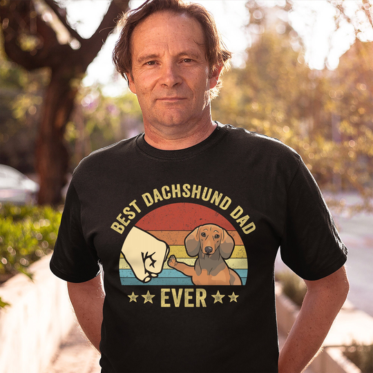 Best Dachshund Dad Ever Shirt, Father's Day Gift For Him, Funny Men's T-Shirt, Wiener Dog Tee, Doxie Tshirt