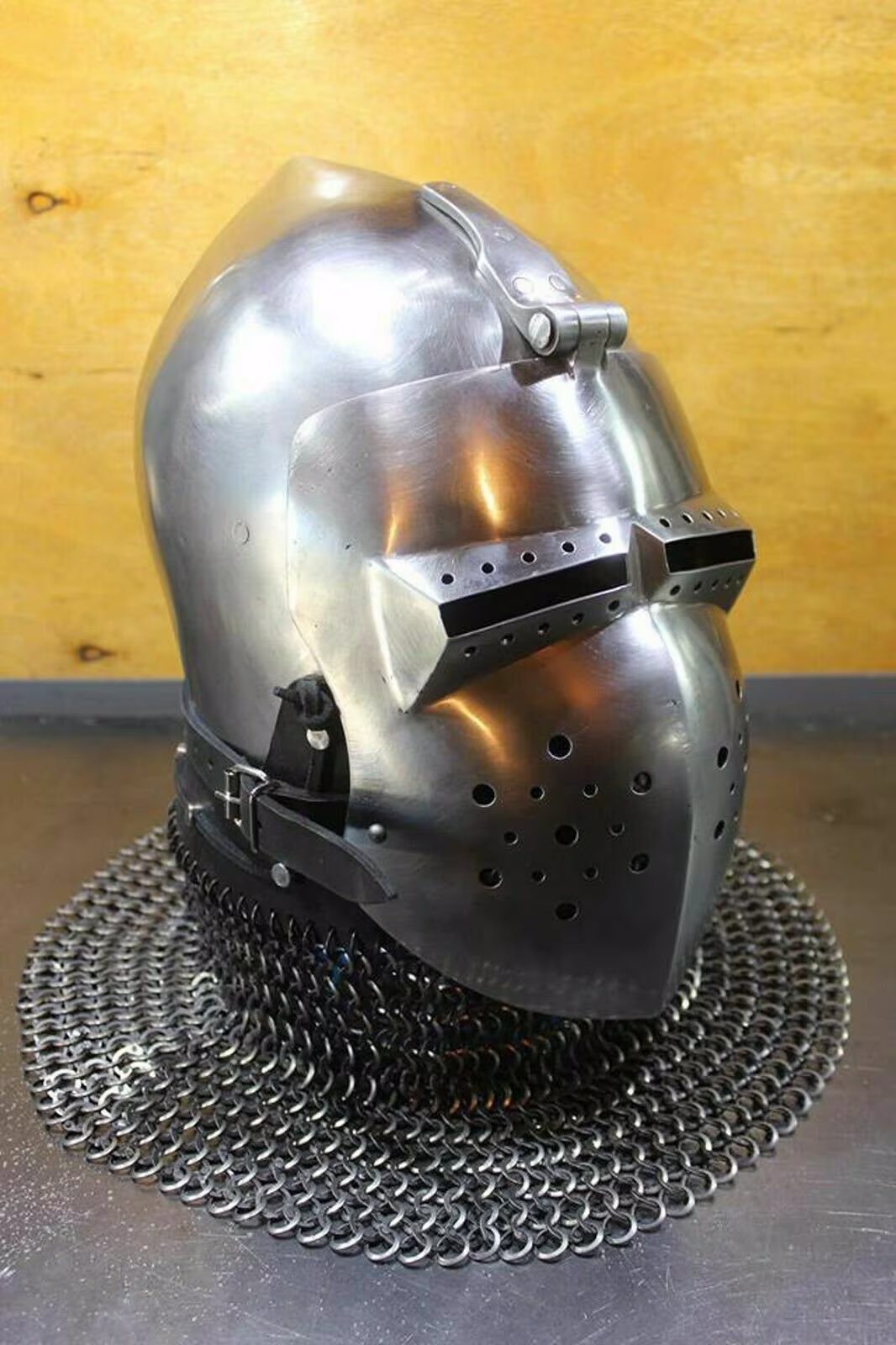 Custom Sca Hnb 18 Gauge Steel Medieval Combat Pig Faced Bascinet Helmet Ii