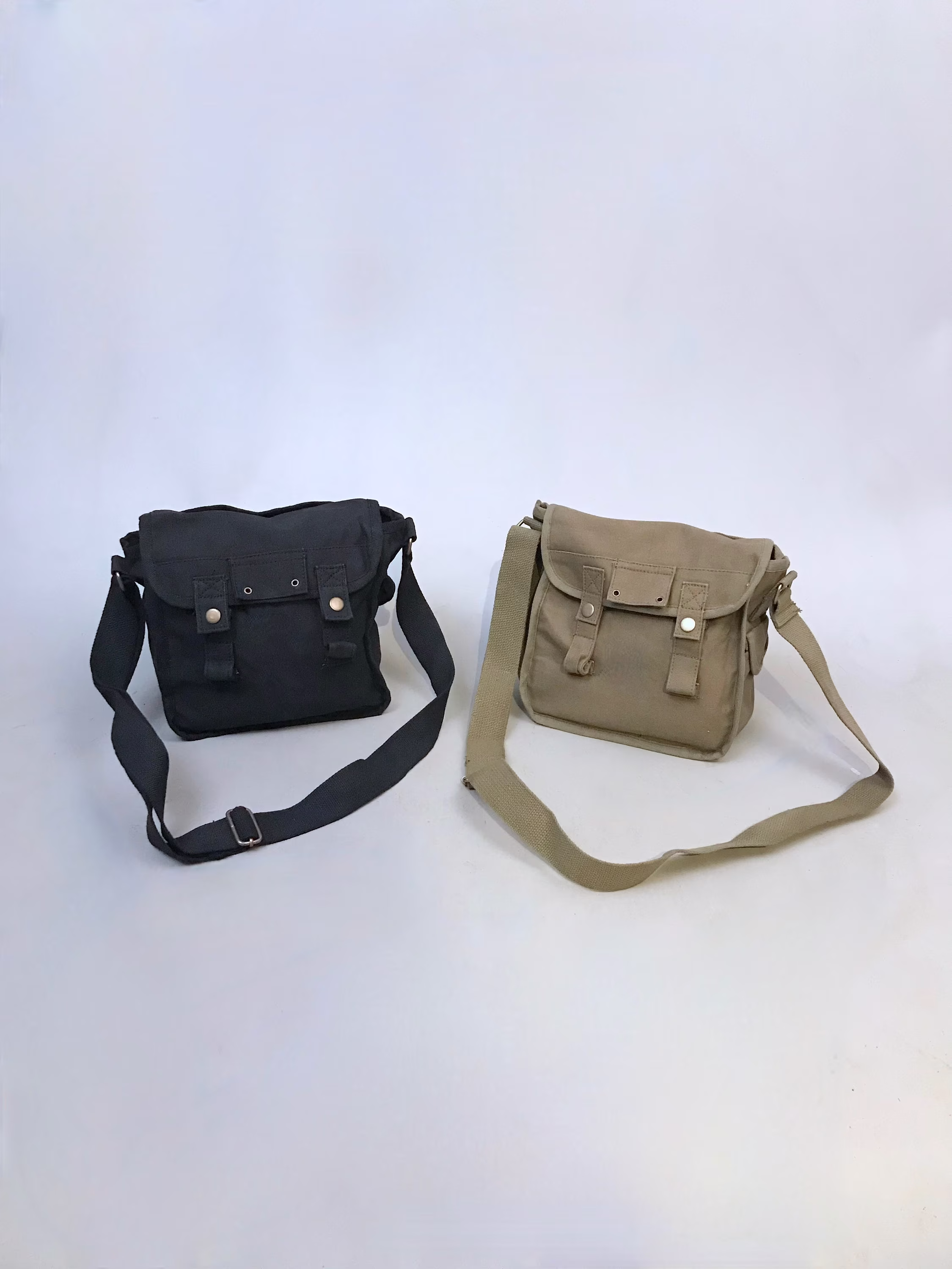 The Perfect Walking Bag/Canvas Cotton Crossbody Medium Size Messenger Bag/ Fits Water Bottle - Available in Black & Khaki Green
