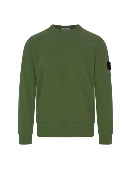 Stone Island Man Crew-neck Sweatshirt In Military Green Cotton