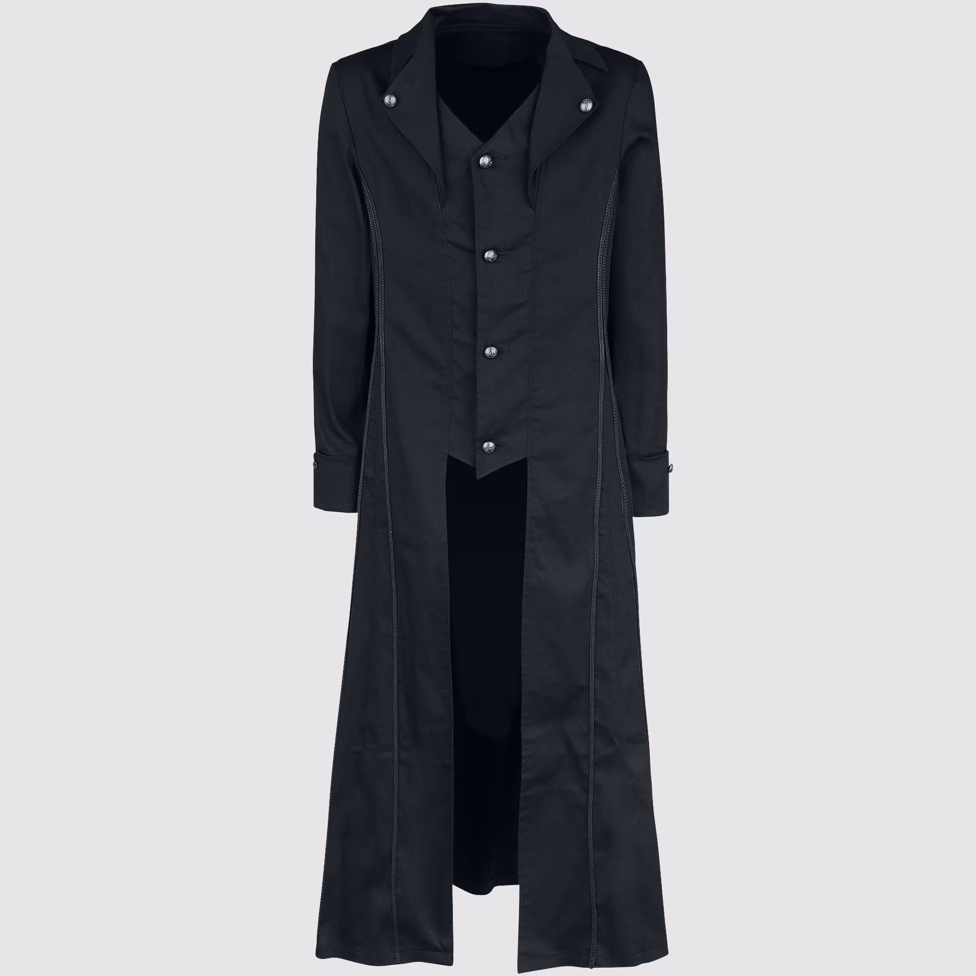 Black Classic Coat , Black Gothic Highwayman Coat, Military Jacket, Braided Mens Jacke
