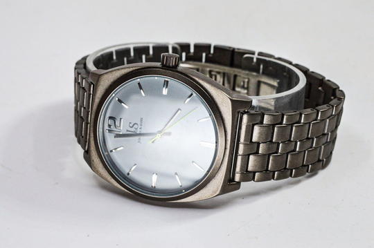 Joshua & Sons Grey Tone Mans , Steel Quartz Wrist Watch