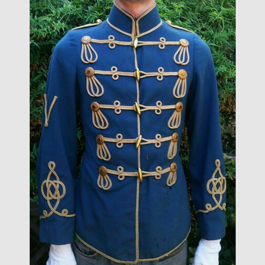 Men's Blue Imperial German Hussar Attila Tunic Military Jacket, Fashion Jacket
