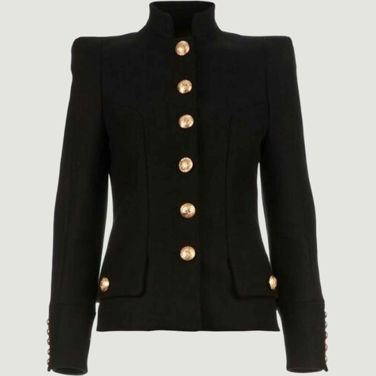 Ladies Black Hussar Braided Coat, Ladies Fashion Military Coat, Accessories Not Included in Price