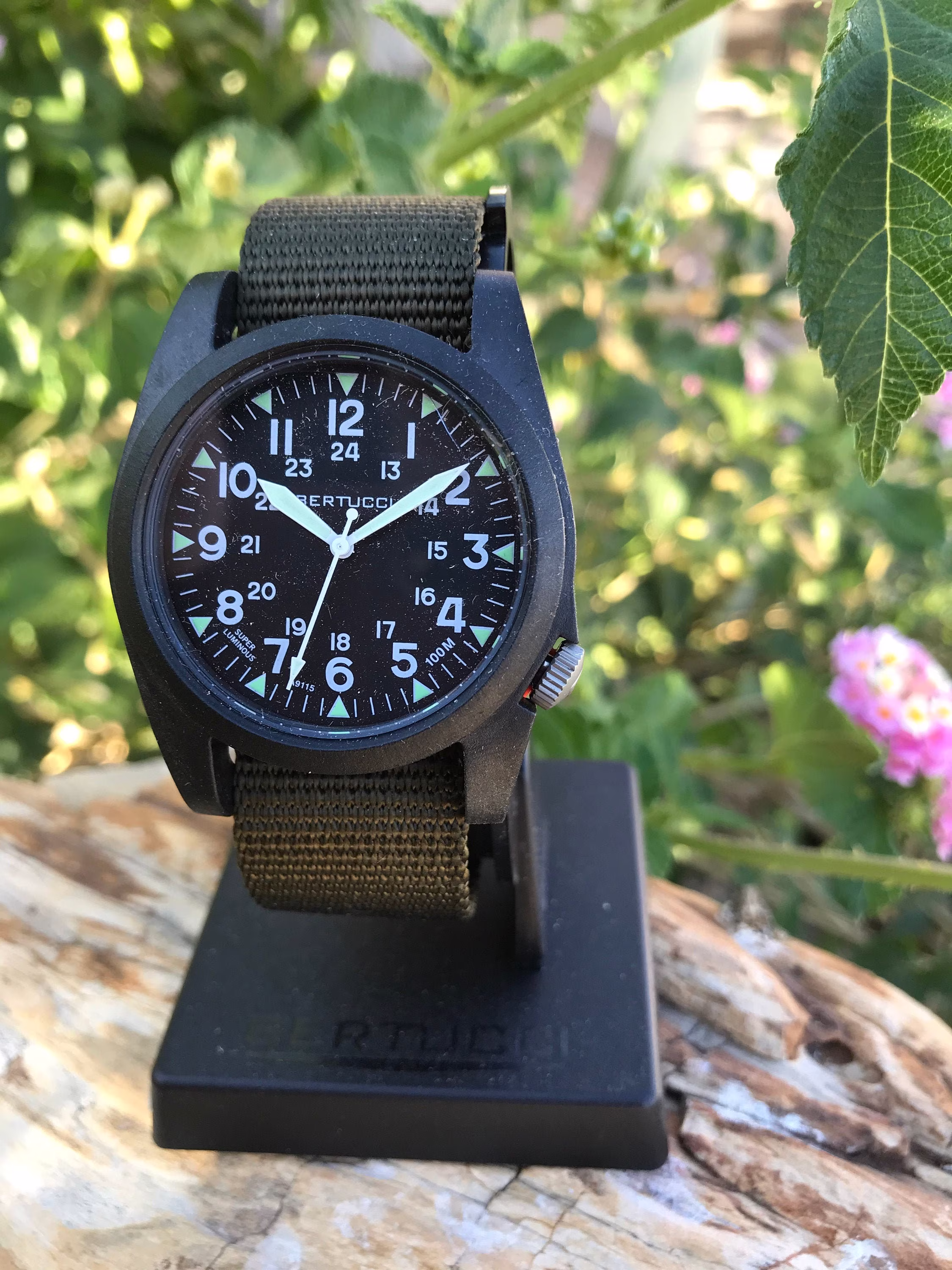 Bertucci A-3P Sportsman Field Watch Black Case Defender Olive Band 13351