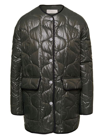 Military Green Quilted And Padded Jacket In Polyamide Woman Antonelli