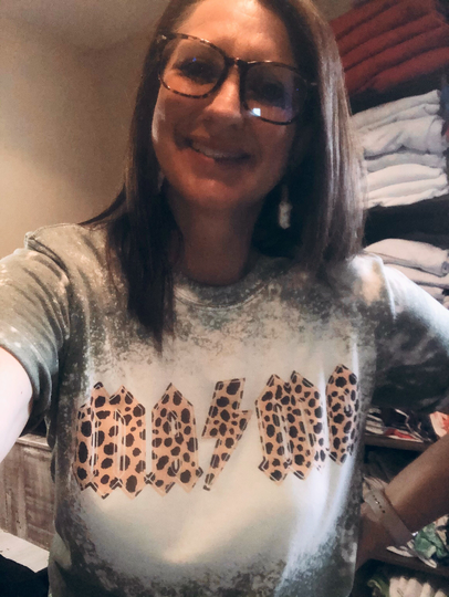 Bleached Leopard Mama Shirt, Rocker Mom Acdc Cute Shirts