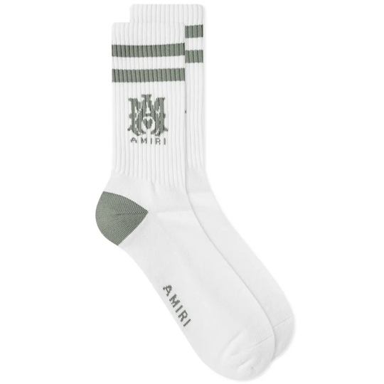 AMIRI Ma Striped Sock White Military Green