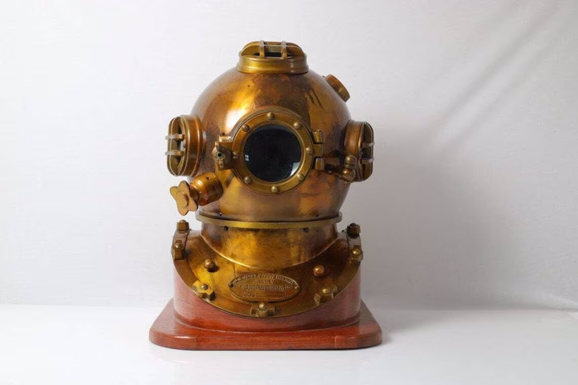 Antique Diving Helmet Us Navy Mark V Scuba Marine Sea Divers Replica