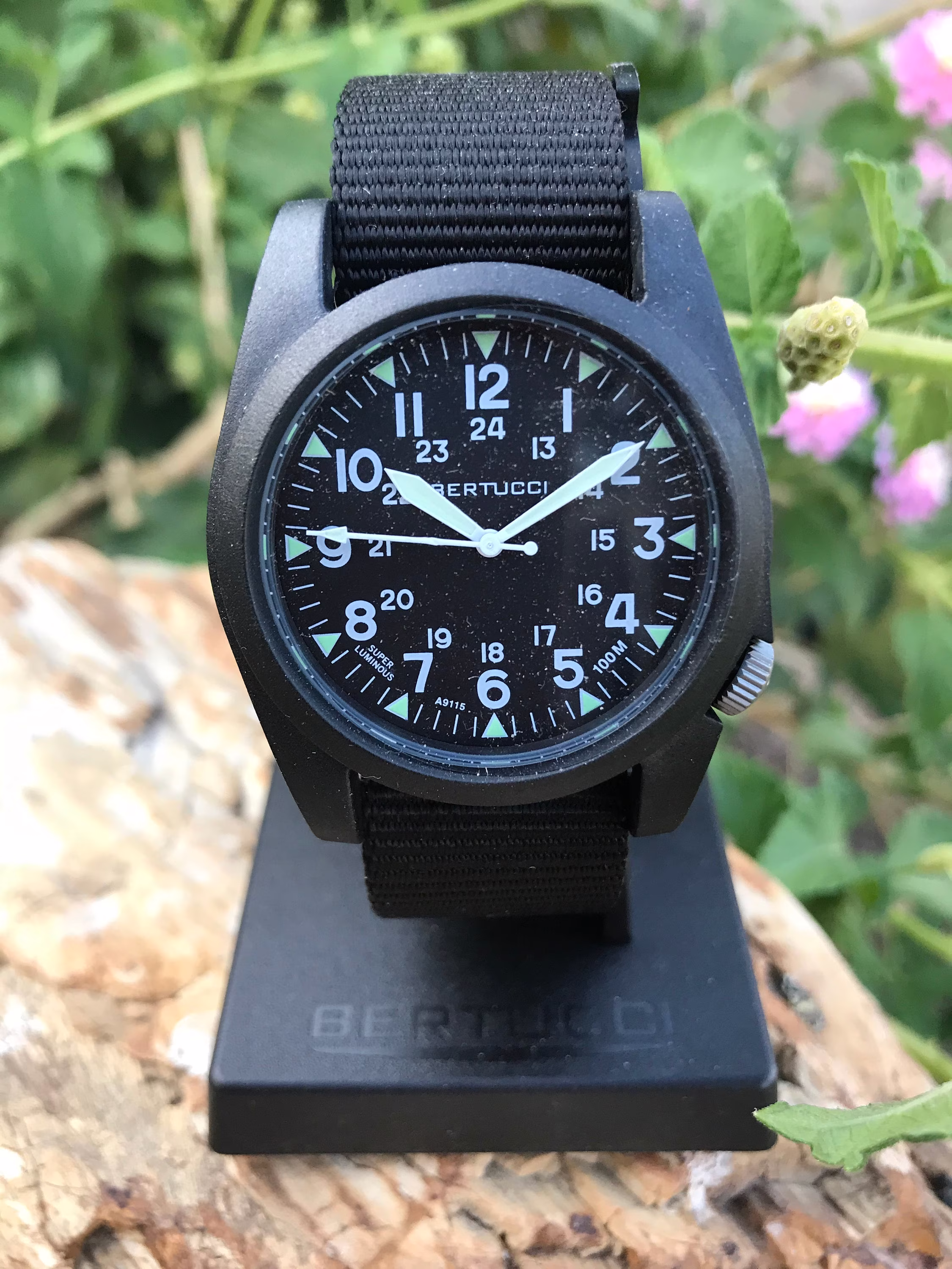 Bertucci A-3P Sportsman Black Case & Bezel Band Face 13350