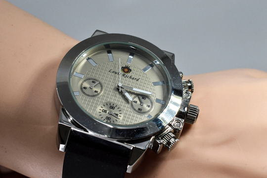 Louis Richard Steel Tone Mans , Large Quartz Wrist Watch