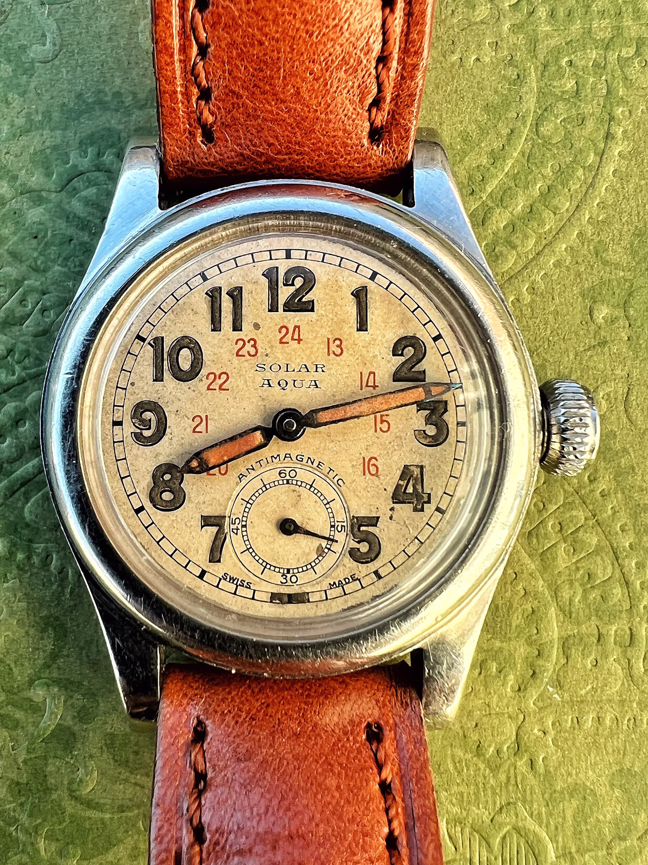 Vintage 1940 Rolex Oyster Solar Aqua, Ref-2784, Stainless Steel
