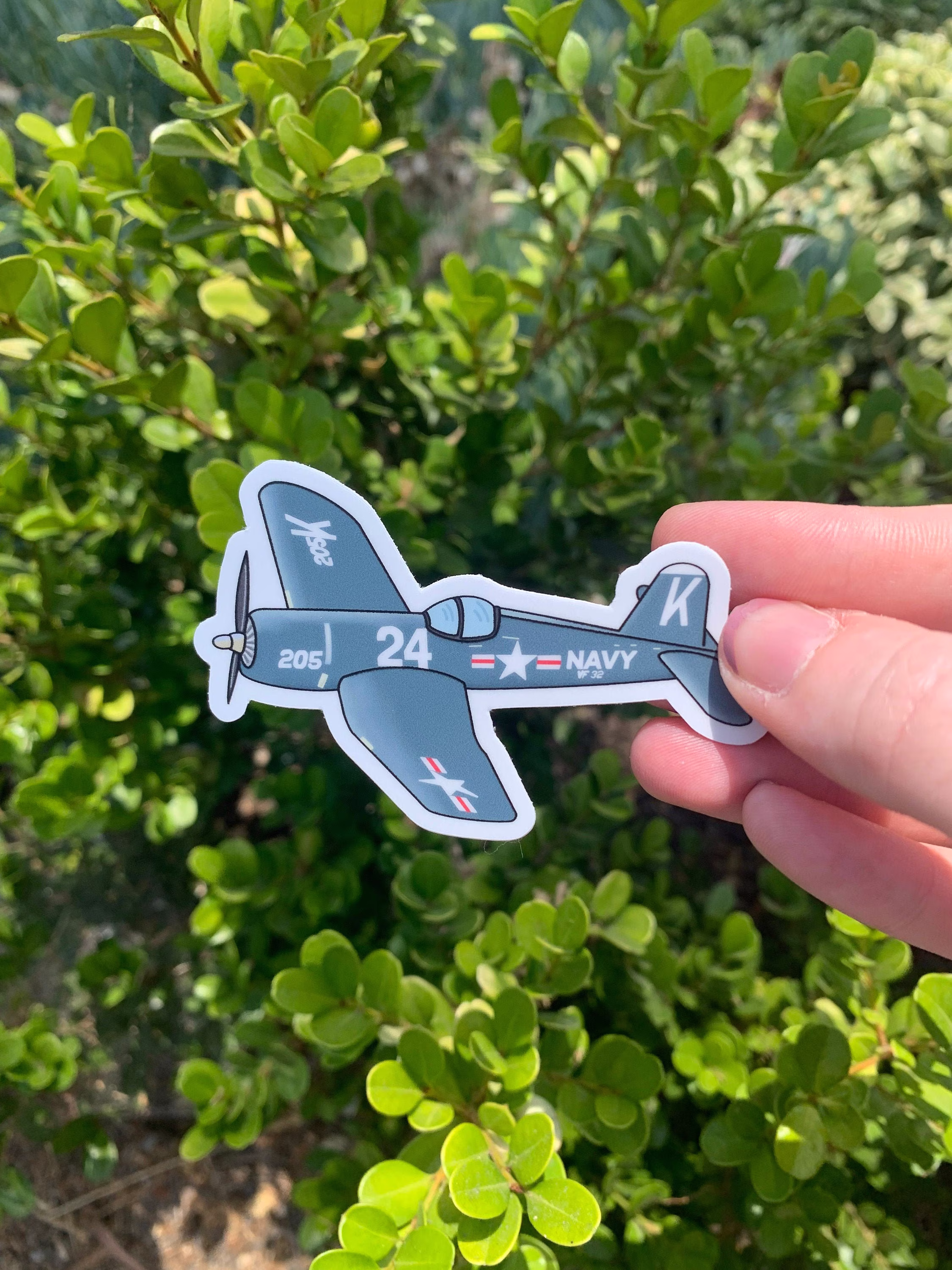 Wwii Vought F4U Corsair Airplane Sticker - Vinyl Dishwasher Safe Waterproof Weatherproof World War Ii Vintage Aircraft Military