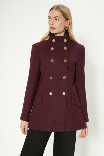 Premium Italian Wool Mix Short Military Coat