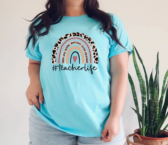 Teacher Life Tshirt. Leopard Print. Love Teaching. Appreciation Gifts. School Life. Unisex. More Colors Available