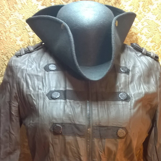 Unisex Steampunk Jacket Leather Distressed Brown Distopian Military Cosplay Lrp Size Large 38 Inch Chest
