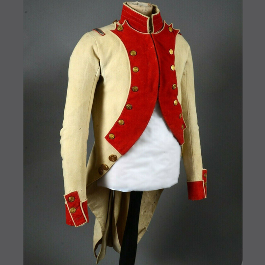 Men's American Revolution British Off White & Red Coat War Uniform, Military Hussar Coat, Accessories Not Included in Price