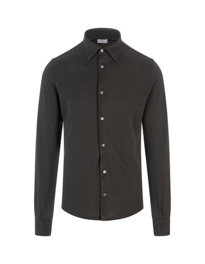 Fedeli Shirt In Military Green Oxford Cotton
