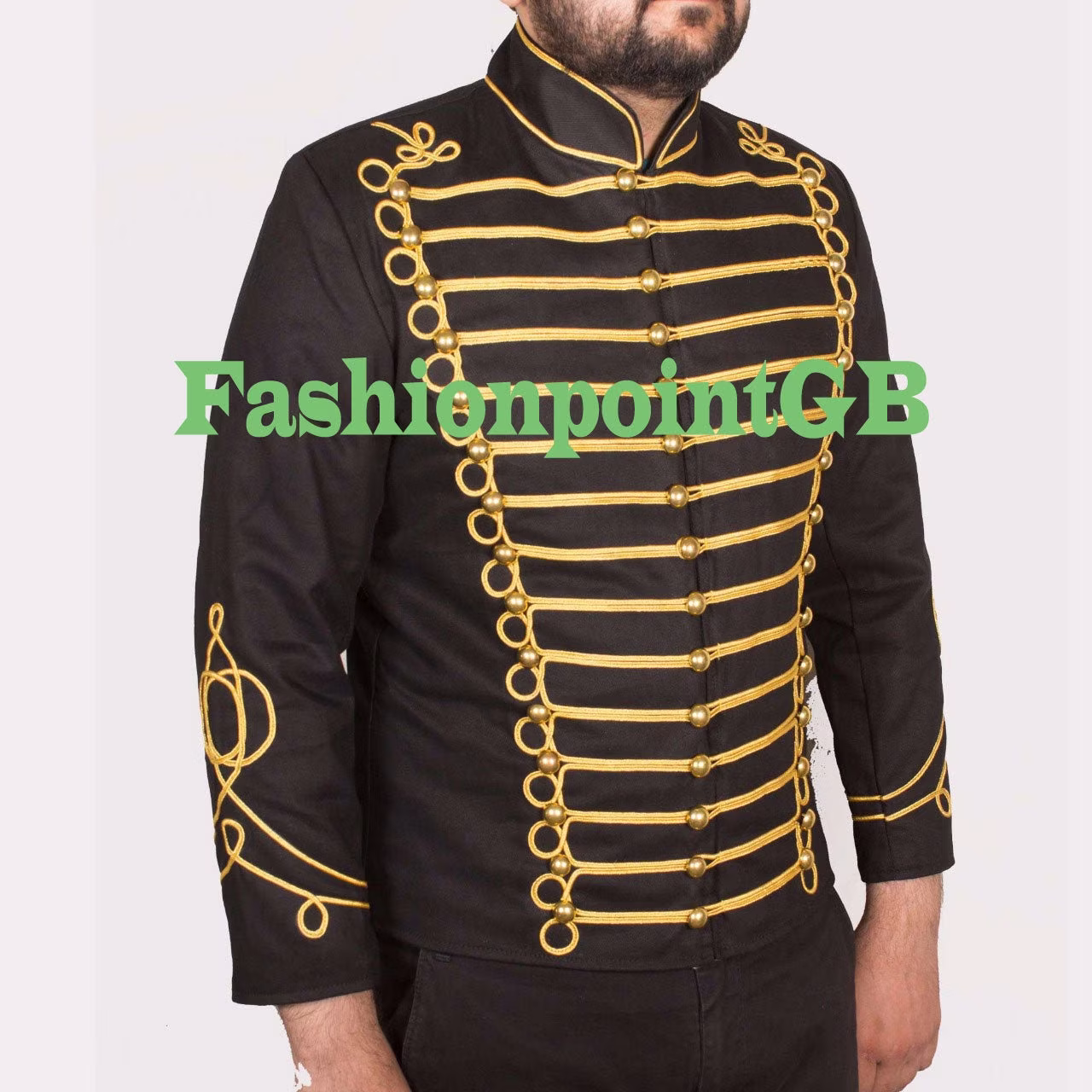 Men's Military Gothic Officer Drummer Parade Marching Band Jacket, Men's Fashion Jacket, Accessories Not Included in Price