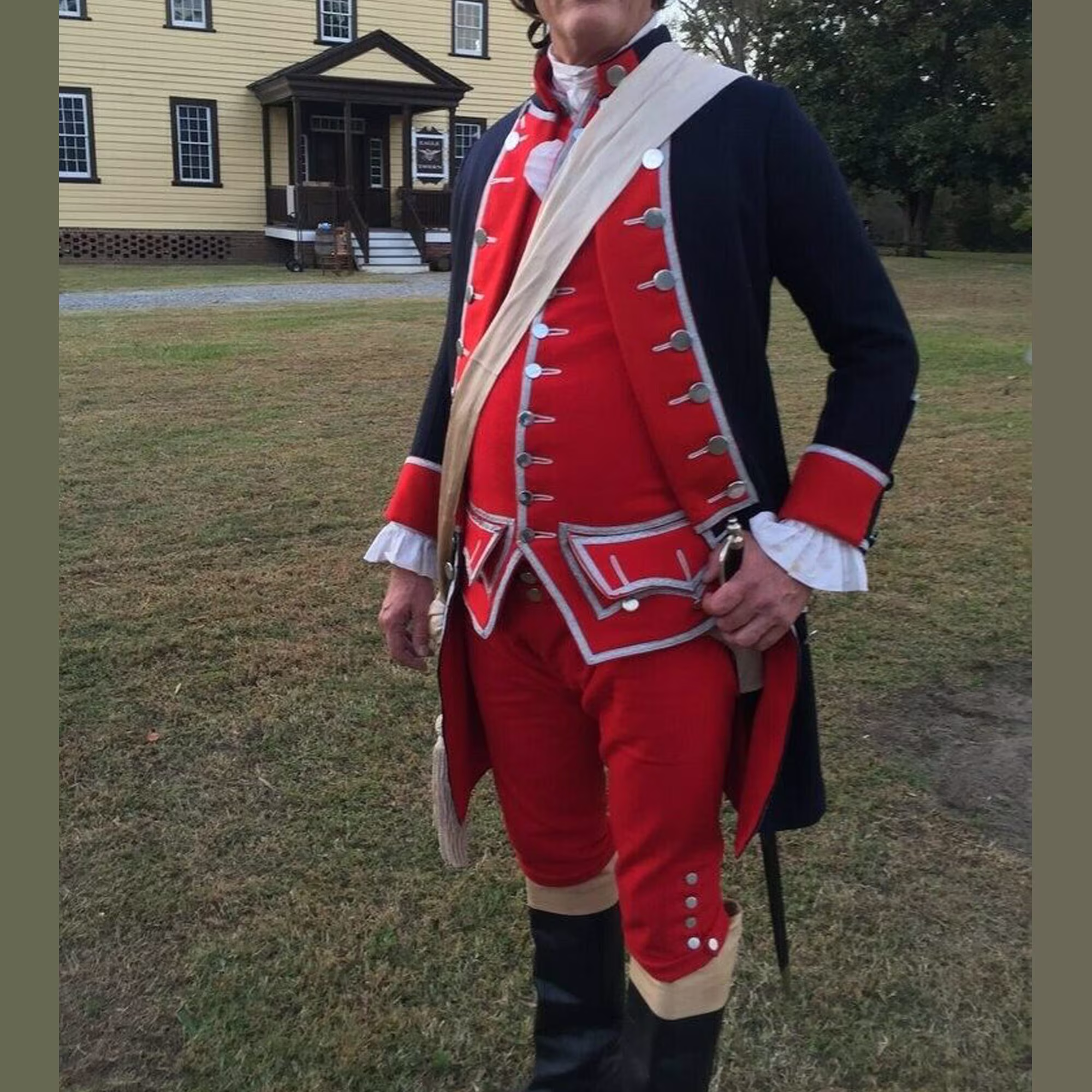 Men's Navy Blue Colonel George Washington's French War Wool Uniform, Handmade Light Hussar Jacket, Admiral Military Coat, British Braid Jack