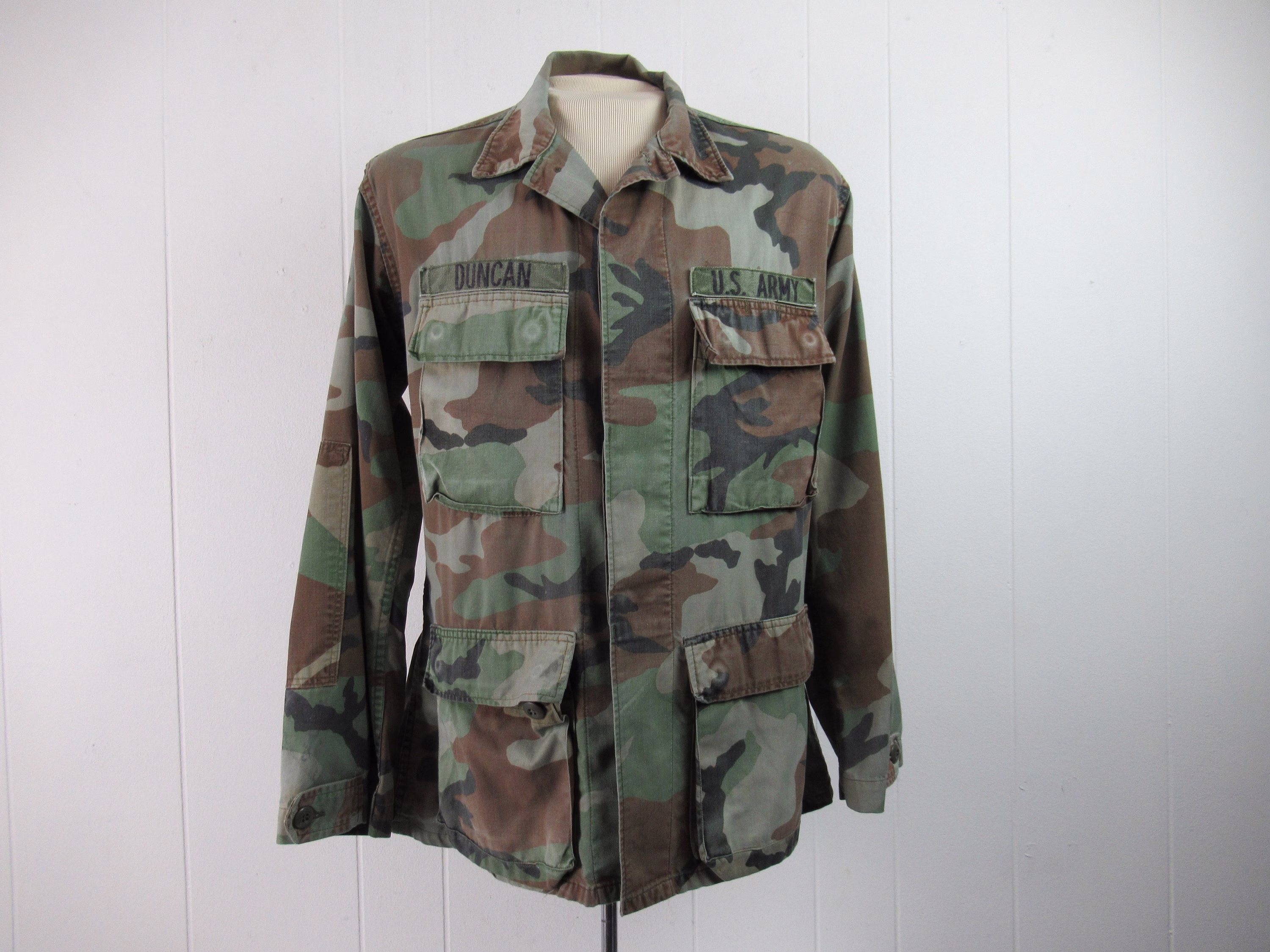 Vintage Shirt, Camouflage Jacket, Military 1980S Army Duncan Camo Vintage Clothing, Size Medium