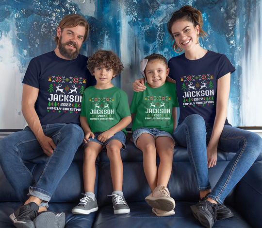 Personalized Christmas Family Shirt, Ugly Sweater Themed Matching Custom Xmas 2022 Shirt