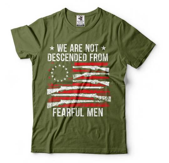We Are Not Descended From Fearful Men4Th Of July Usa American Flag 2nd Amendment America Patriotic George Washington Abraham Lincoln Shirt