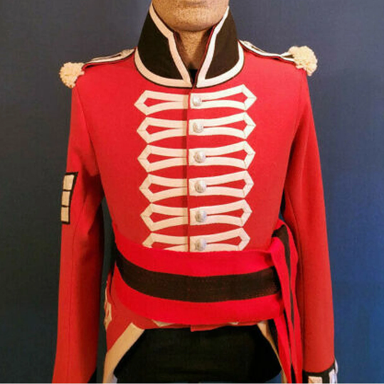 Mens New Red British Regt Dewatteville Officer Jacket, Napoleon British War Coat, Accessories(Sash Is Not Included in Price