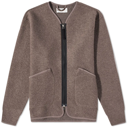 Universal Works Wool Fleece Zip Liner Jacket Brown