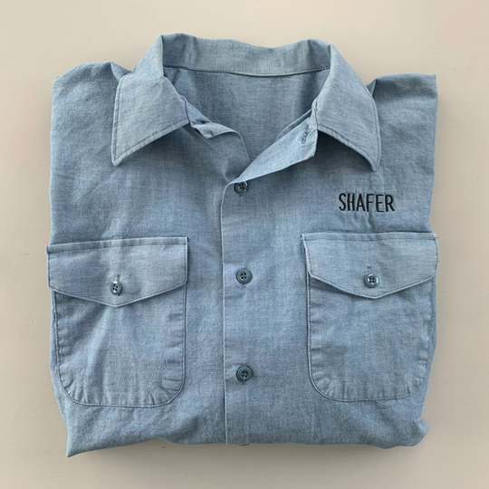 Vintage Military Shirt Usn Shafer Size S/M