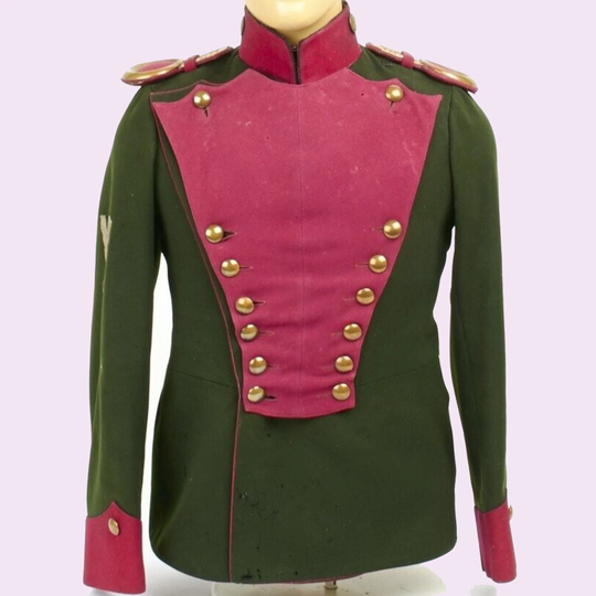 New German Wwi 1st Bavarian Original Regiment Green/Red Wool Men Jacket, Men's Fashion Hussar Jacket