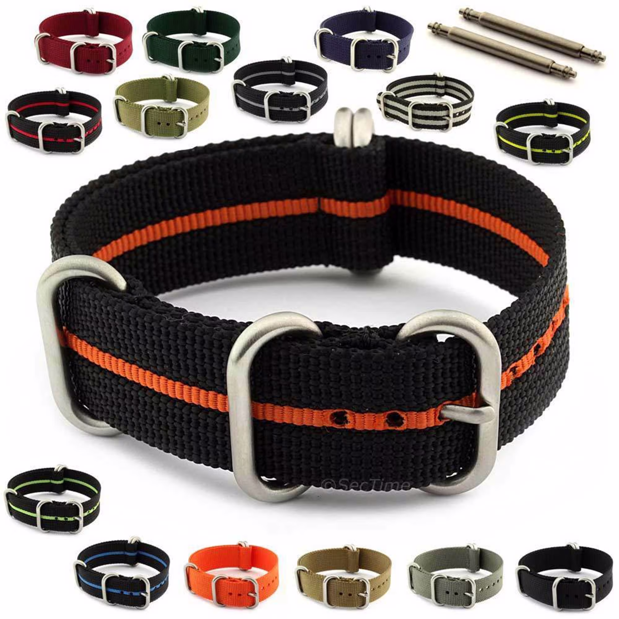 18mm 20mm 22mm 24mm 26mm Nylon Nato Military Watch Strap Band Heavy Duty Zulustrong Fixed/Standard Lugs Black Grey Blue Green Orange Maroon