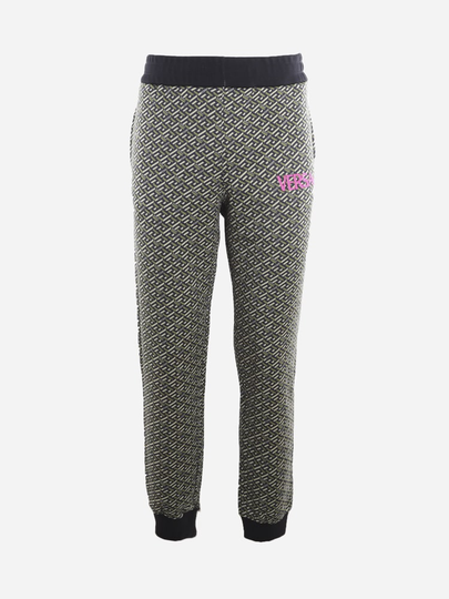 Versace Cotton Joggers With All-over Monogram Print