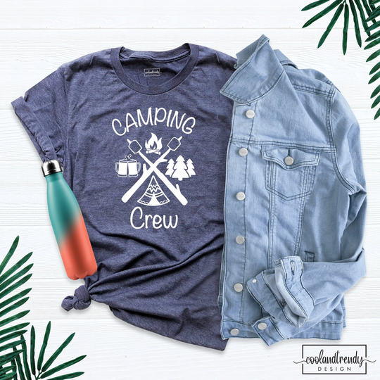 Camping Crew Shirt, Outdoor Friends Adventure Happy Camper T-Shirt, Family Vacation Tee