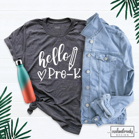 Hello Pre-K Shirt, Pre K Outfit, School Personalized Teacher Kindergarten Prek Back To Shirt