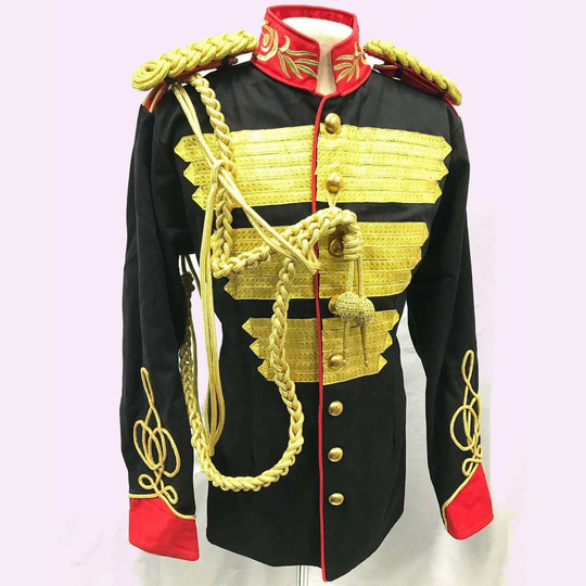 Men's New Steampunk Military Gold Braided Hussar Jacket, Fashion Jacket, Accessories Not Included in Price